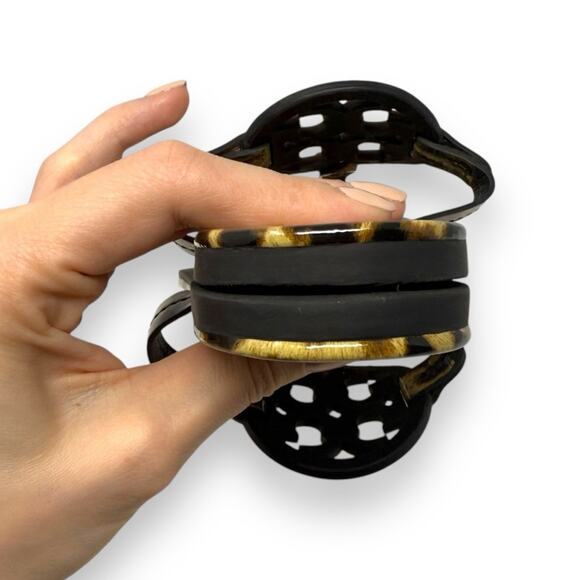 Tory Burch Patent Leather Leopard Slip On Miller Thong Sandal Black 7 Women’s - Picture 7 of 13